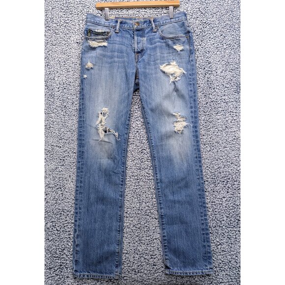 Abercrombie & Fitch The AF Skinny Jeans Mens 32X32 Distressed Preppy Y2K Blue - Picture 1 of 16